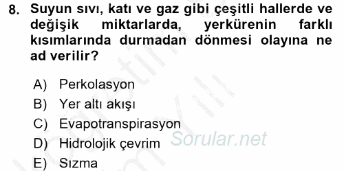 Tarımsal Yapılar ve Sulama 2016 - 2017 3 Ders Sınavı 8.Soru