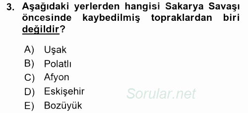 Türkiye Cumhuriyeti Siyasî Tarihi 2015 - 2016 Ara Sınavı 3.Soru