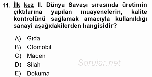 Sosyal Hizmet Yönetimi 2017 - 2018 Ara Sınavı 11.Soru