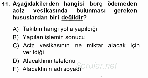 Hukuk Dili Ve Adli Yazışmalar 2013 - 2014 Dönem Sonu Sınavı 11.Soru