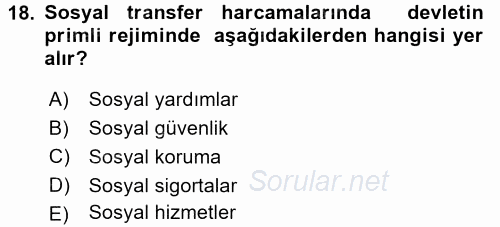 Sosyal Hizmet Uygulamaları 2017 - 2018 3 Ders Sınavı 18.Soru