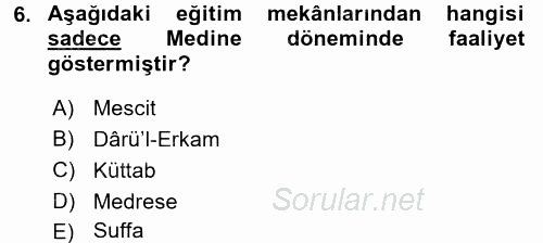 Din Eğitimi Ve Din Hizmetlerinde Rehberlik 2015 - 2016 Tek Ders Sınavı 6.Soru