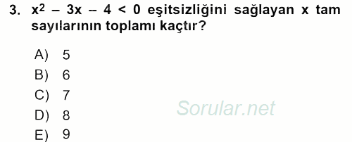 Genel Matematik 2016 - 2017 Dönem Sonu Sınavı 3.Soru