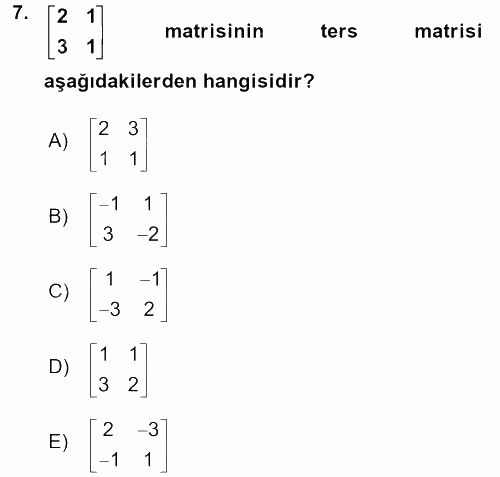 Genel Matematik 2016 - 2017 Dönem Sonu Sınavı 7.Soru