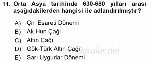 Uygarlık Tarihi 1 2017 - 2018 Dönem Sonu Sınavı 11.Soru