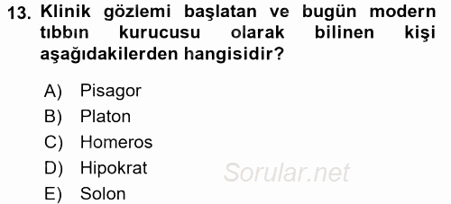 Uygarlık Tarihi 1 2017 - 2018 Dönem Sonu Sınavı 13.Soru