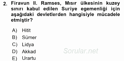 Uygarlık Tarihi 1 2017 - 2018 Dönem Sonu Sınavı 2.Soru