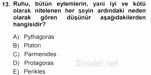 Tarih Felsefesi 1 2013 - 2014 Ara Sınavı 13.Soru