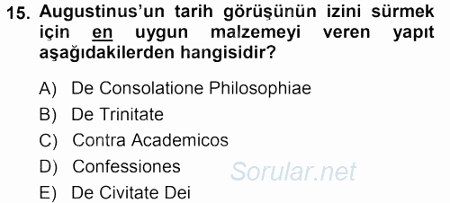 Tarih Felsefesi 1 2013 - 2014 Ara Sınavı 15.Soru