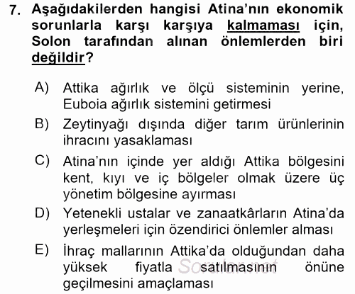 Hellen ve Roma Tarihi 2016 - 2017 Ara Sınavı 7.Soru