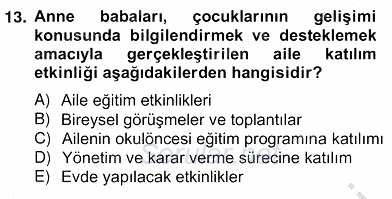 Okul, Aile Ve Çevre İş Birliği 2013 - 2014 Ara Sınavı 13.Soru
