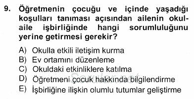 Okul, Aile Ve Çevre İş Birliği 2013 - 2014 Ara Sınavı 9.Soru