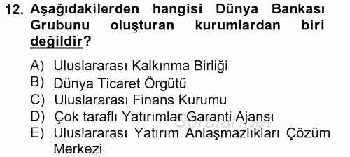 Uluslararası Sosyal Politika 2013 - 2014 Tek Ders Sınavı 12.Soru