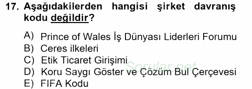 Uluslararası Sosyal Politika 2013 - 2014 Tek Ders Sınavı 17.Soru