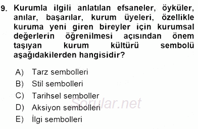 Stratejik İletişim 2015 - 2016 Dönem Sonu Sınavı 9.Soru