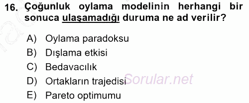 Kamu Maliyesi 2015 - 2016 Ara Sınavı 16.Soru