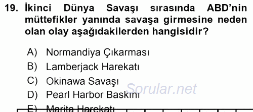 Türk Dış Politikası 1 2015 - 2016 Ara Sınavı 19.Soru