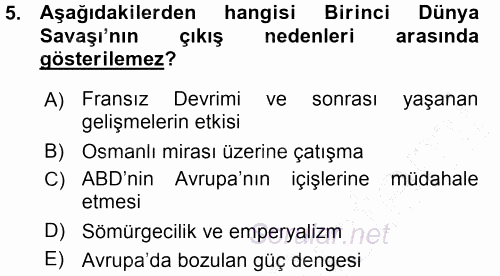 Türk Dış Politikası 1 2015 - 2016 Ara Sınavı 5.Soru