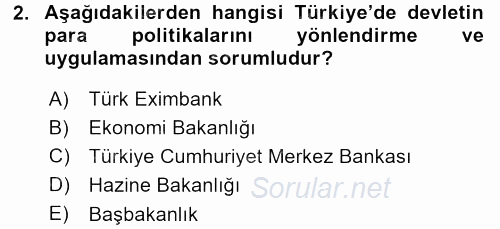 Dış Ticaretle İlgili Kurumlar ve Kuruluşlar 2015 - 2016 Dönem Sonu Sınavı 2.Soru