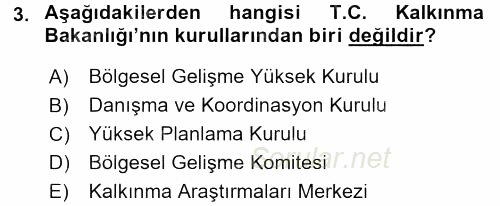 Dış Ticaretle İlgili Kurumlar ve Kuruluşlar 2015 - 2016 Dönem Sonu Sınavı 3.Soru