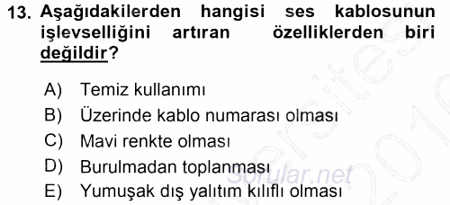Radyo ve Televizyonda Ölçü Bakım 2015 - 2016 Dönem Sonu Sınavı 13.Soru