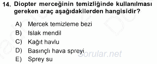 Radyo ve Televizyonda Ölçü Bakım 2015 - 2016 Dönem Sonu Sınavı 14.Soru