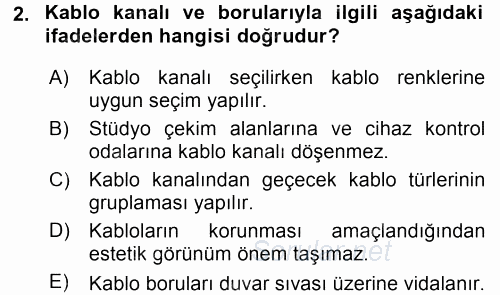 Radyo ve Televizyonda Ölçü Bakım 2015 - 2016 Dönem Sonu Sınavı 2.Soru