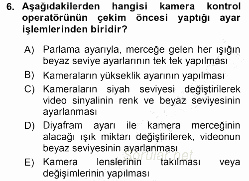 Radyo ve Televizyonda Ölçü Bakım 2015 - 2016 Dönem Sonu Sınavı 6.Soru