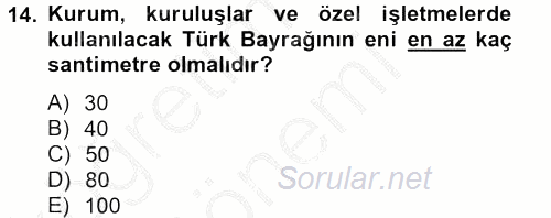Sosyal Davranış ve Protokol 2013 - 2014 Dönem Sonu Sınavı 14.Soru