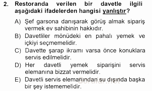 Sosyal Davranış ve Protokol 2013 - 2014 Dönem Sonu Sınavı 2.Soru