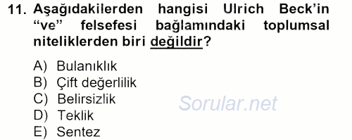 Endüstri Sosyolojisi 2012 - 2013 Dönem Sonu Sınavı 11.Soru