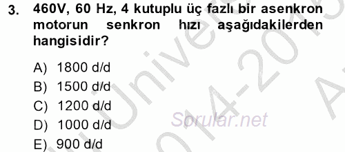 Elektromekanik Kumanda Sistemleri 2014 - 2015 Ara Sınavı 3.Soru