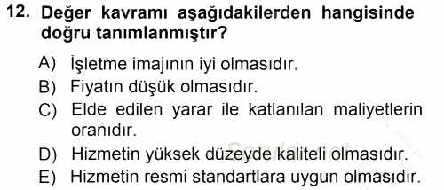 Hizmet Tasarımı 2012 - 2013 Dönem Sonu Sınavı 12.Soru