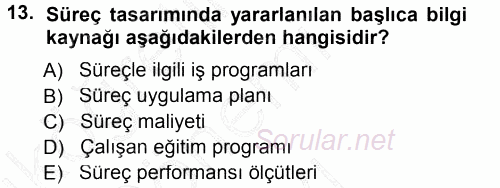 Hizmet Tasarımı 2012 - 2013 Dönem Sonu Sınavı 13.Soru