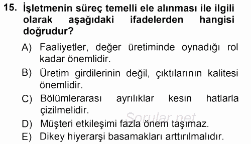 Hizmet Tasarımı 2012 - 2013 Dönem Sonu Sınavı 15.Soru