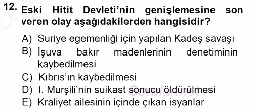 Anadolu Arkeolojisi 2014 - 2015 Ara Sınavı 12.Soru