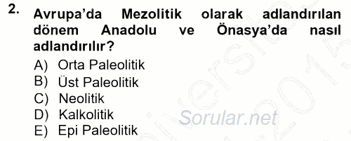 Anadolu Arkeolojisi 2014 - 2015 Ara Sınavı 2.Soru