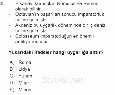 Akdeniz Uygarlıkları Sanatı 2015 - 2016 Ara Sınavı 4.Soru