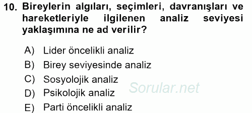 Diş Politika Analizi 2015 - 2016 Ara Sınavı 10.Soru