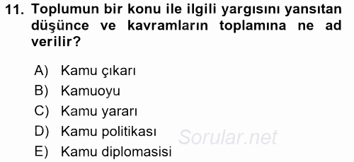 Diş Politika Analizi 2015 - 2016 Ara Sınavı 11.Soru