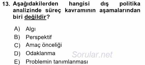Diş Politika Analizi 2015 - 2016 Ara Sınavı 13.Soru