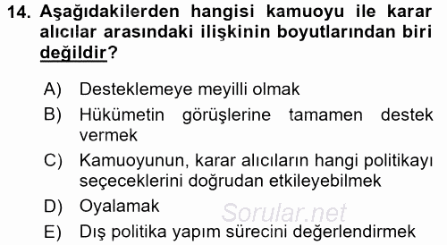 Diş Politika Analizi 2015 - 2016 Ara Sınavı 14.Soru