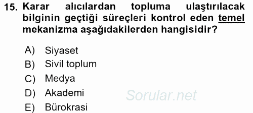 Diş Politika Analizi 2015 - 2016 Ara Sınavı 15.Soru