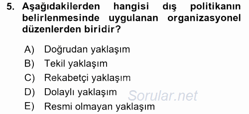 Diş Politika Analizi 2015 - 2016 Ara Sınavı 5.Soru