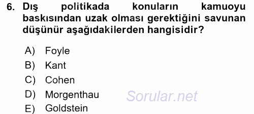 Diş Politika Analizi 2015 - 2016 Ara Sınavı 6.Soru