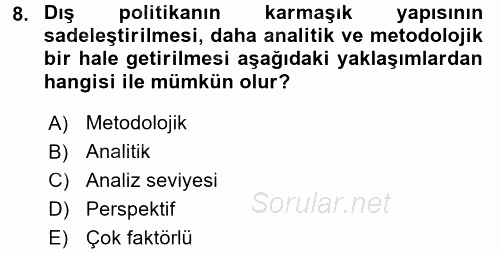 Diş Politika Analizi 2015 - 2016 Ara Sınavı 8.Soru