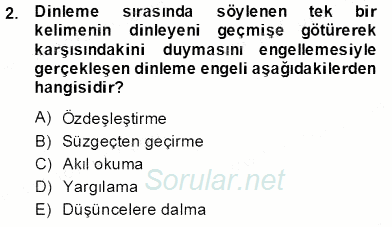 Bireyler Arası İletişim 2013 - 2014 Ara Sınavı 2.Soru