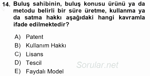 Dış Ticaretin Finansmanı ve Teşviki 2015 - 2016 Dönem Sonu Sınavı 14.Soru