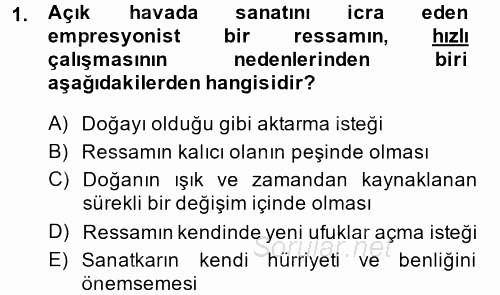 Batı Edebiyatında Akımlar 2 2014 - 2015 Ara Sınavı 1.Soru