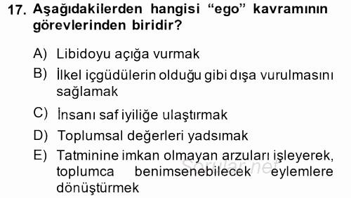 Batı Edebiyatında Akımlar 2 2014 - 2015 Ara Sınavı 17.Soru
